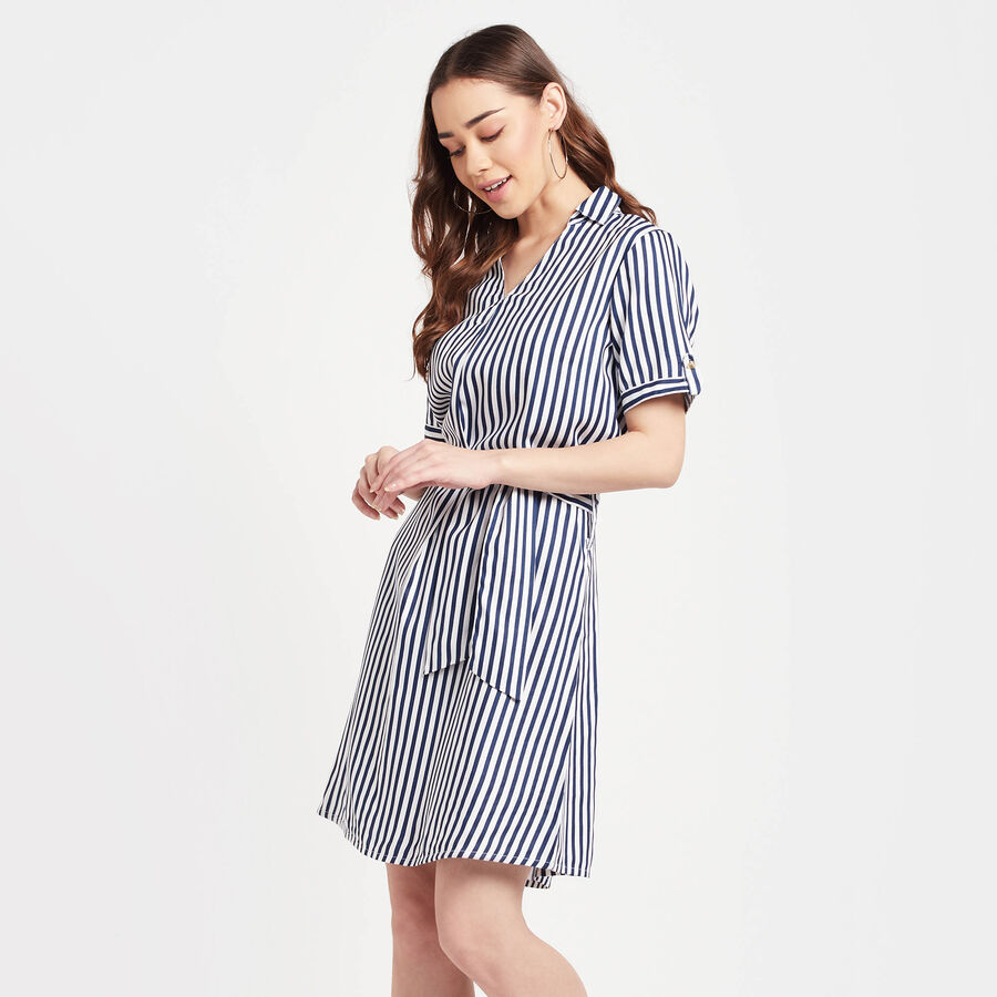 Stripes Dress, Navy Blue, large image number null