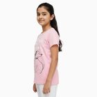 Girls' Pink Round Neck Graphic T-Shirt, Pink, small image number null