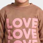 Girls' Brown Crew Neck Pullover Sweatshirt, भूरा, small