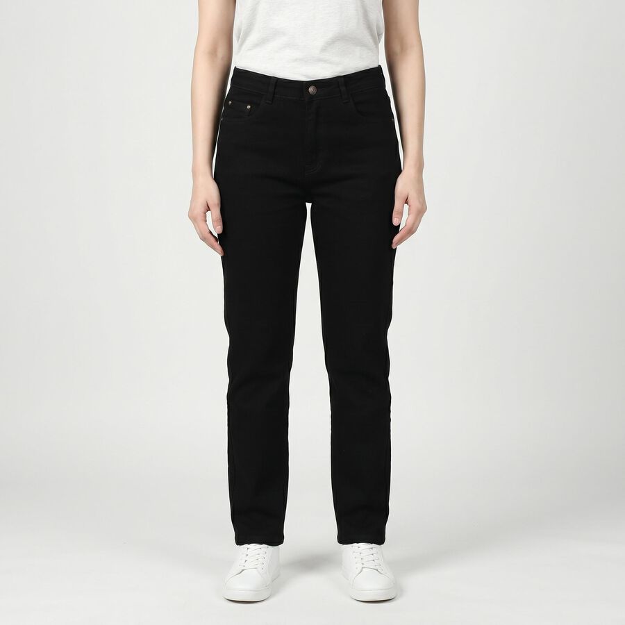 Women's Black Slim Fit Stretchable Jeans, Black, large