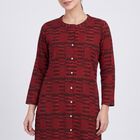 Women's Maroon Cotton Round Neck Printed Straight Kurta, Maroon, small