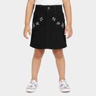 Girls' Black Regular Fit Embroidered Denim Skirt, काला, small