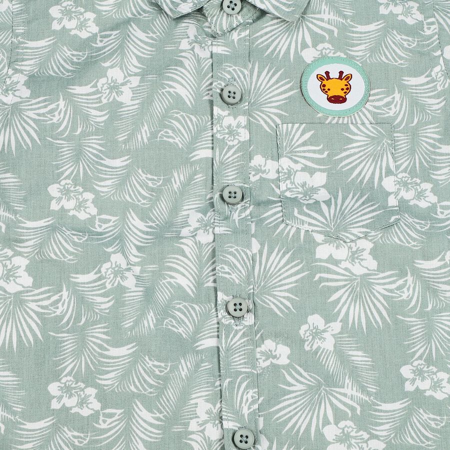 Infants Green Cotton Casual Shirt, हल्का हरा, large