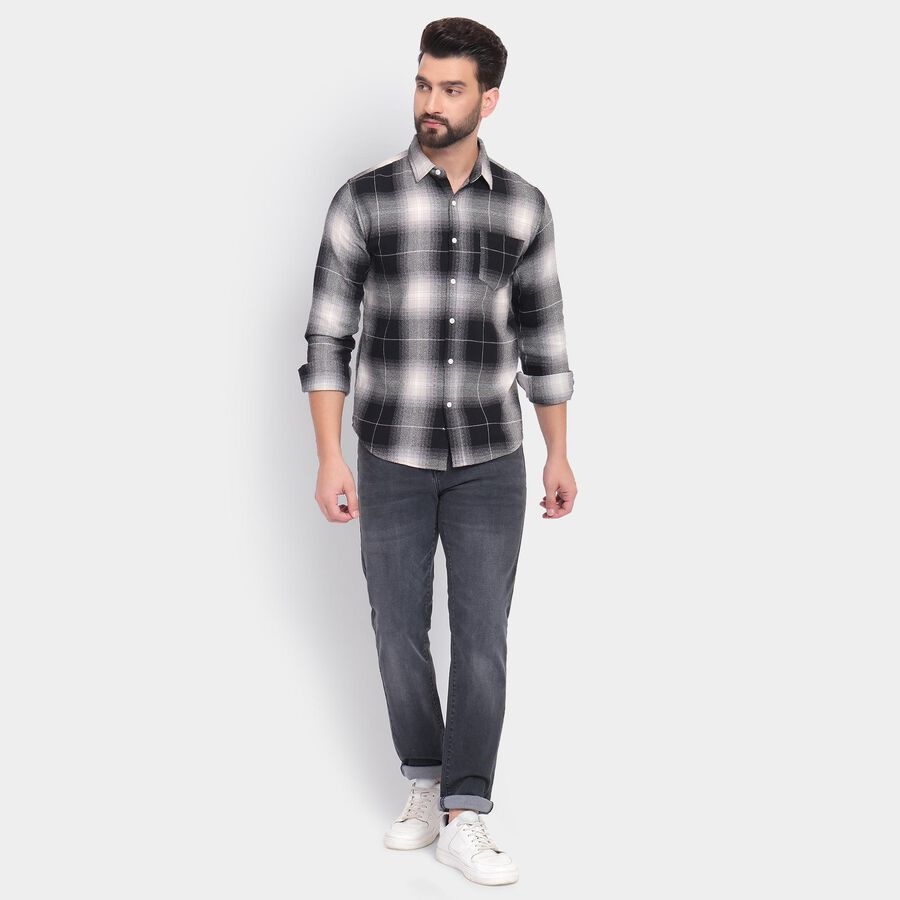 Men's 100% Cotton Casual Shirt&nbsp;&nbsp;, काला, large