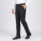 Men's Navy Blue Slim Fit Pinstriped Formal Trousers, Navy Blue, small