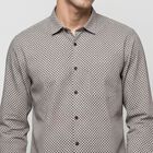 Men's Brown Cotton Spread Collar Casual Shirt, Brown, small
