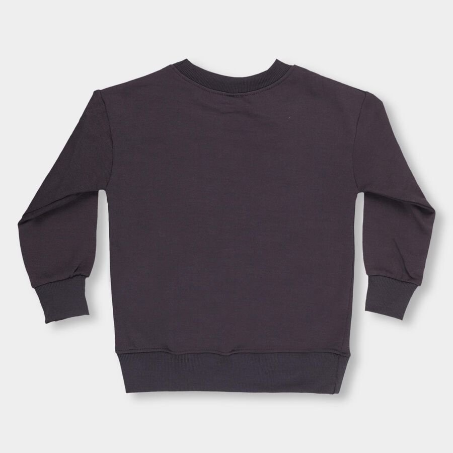 Boys Charcoal Crew Neck Casual Sweatshirt, चारकोल, large image number null