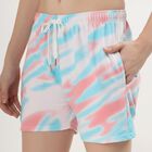 Women's Bright Pink and Blue Round Neck Playsuit Upper and Bottom Set, Light Pink, small