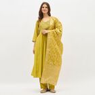 Women's Lime Green Embroidered Ethnic Set, हल्का हरा, small