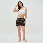 Women's Black Polka Dot Elastic Waist Shorts, Black, small