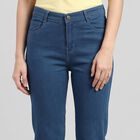 Women's Blue Straight Fit Classic Jeans, Mid Blue, small
