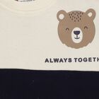 Infants Beige and Navy Blue Cotton Crew Neck Casual Sweatshirt, गहरा पीला, small image number null