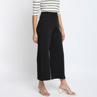 Solid High Rise Flared Trousers, Black, small image number null