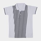 Boys White Cotton Round Neck Casual Half Sleeve T-Shirt, White, small