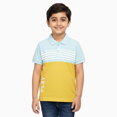 Boys Muted Mustard Green Cotton Round Neck Casual Half Sleeve T-Shirt