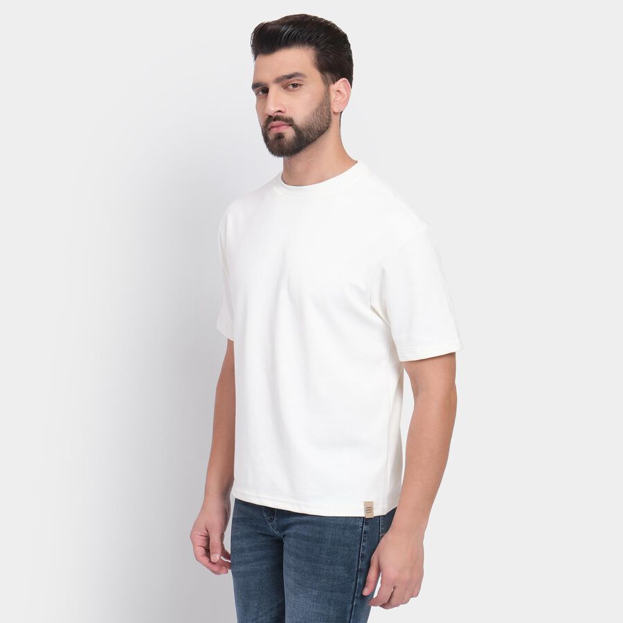 Men's Round Neck Half Sleeves T-Shirt , White, large image number null