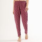 Women's Dusty Rose Floral Printed Relaxed Fit Pyjama, गुलाबी, small image number null