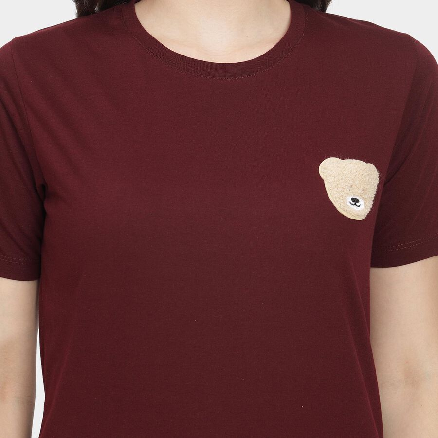 Ladies' Round Neck T-Shirt, Wine, large image number null