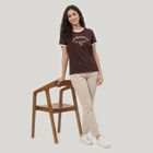 Women Wine Round Neck Regular T-Shirt, Wine, small
