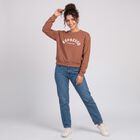 Women Pink Crew Neck Pullover Sweatshirt, गुलाबी, small