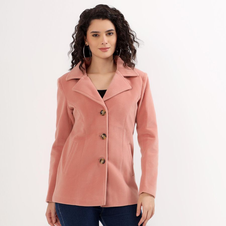 Women's Light Pink Classic Button-Front Jacket, हल्का गुलाबी, large image number null
