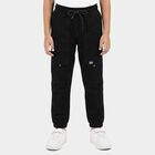 Boys' Black Regular Fit Cargo Jogger Trousers, काला, small