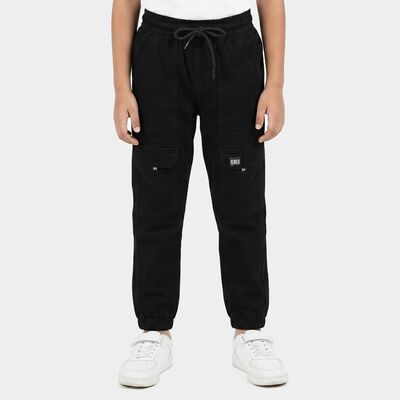 Boys' Black Regular Fit Cargo Jogger Trousers