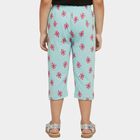Girls' Teal Printed Regular Fit Cotton Blend Capri, Aqua, small