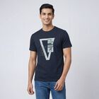 Men's Navy Blue Round Neck Casual T-Shirt, Navy Blue, small