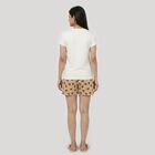 Women's White Round Neck Graphic Printed Night Suit, ऑफ व्हाइट, small