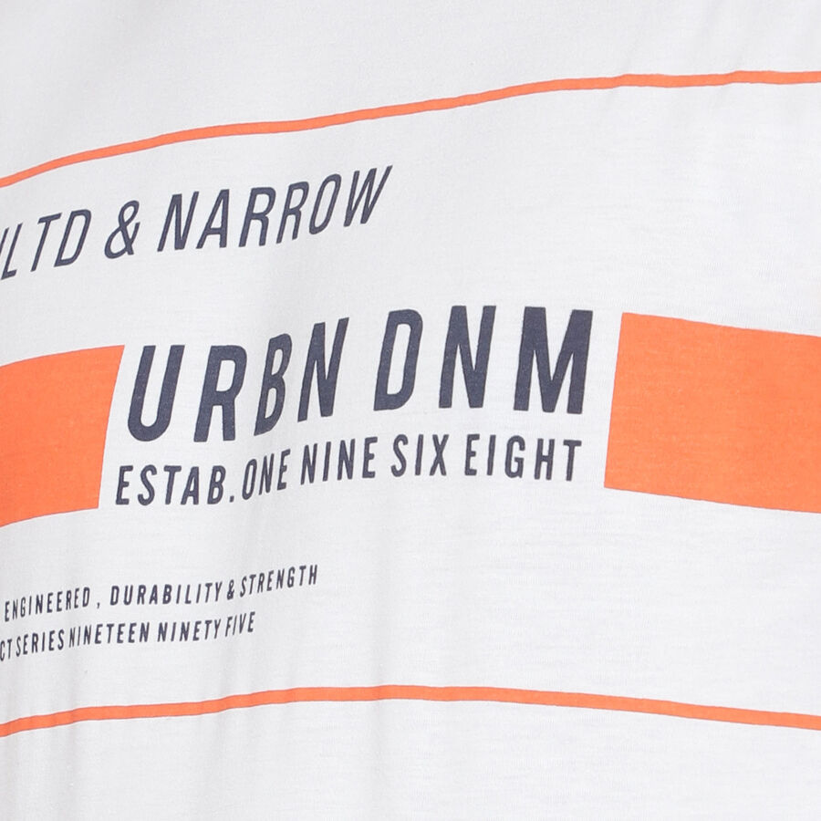 Cut & Sew Round Neck T-Shirt, White, large image number null