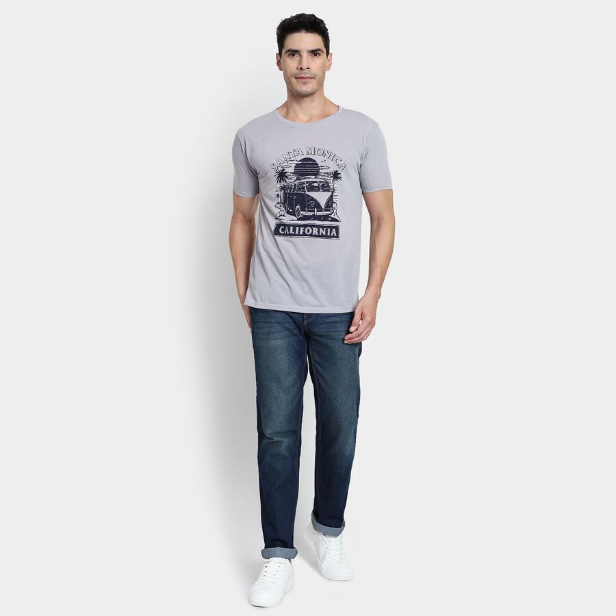 Men's Round Neck Half Sleeves T-Shirt, हल्का ग्रे, large image number null