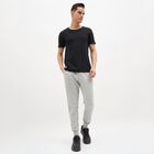 Men's Light Ash Grey Tapered Fit Elastic Waist Track Pants, Melange Mid Grey, small image number null