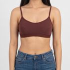 Women's Brown Cotton Blend Scoop Neck Bralette Bra, Brown, small