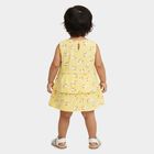 Infants' Bright Yellow Regular Fit Floral Printed Tiered Frock, Yellow, small