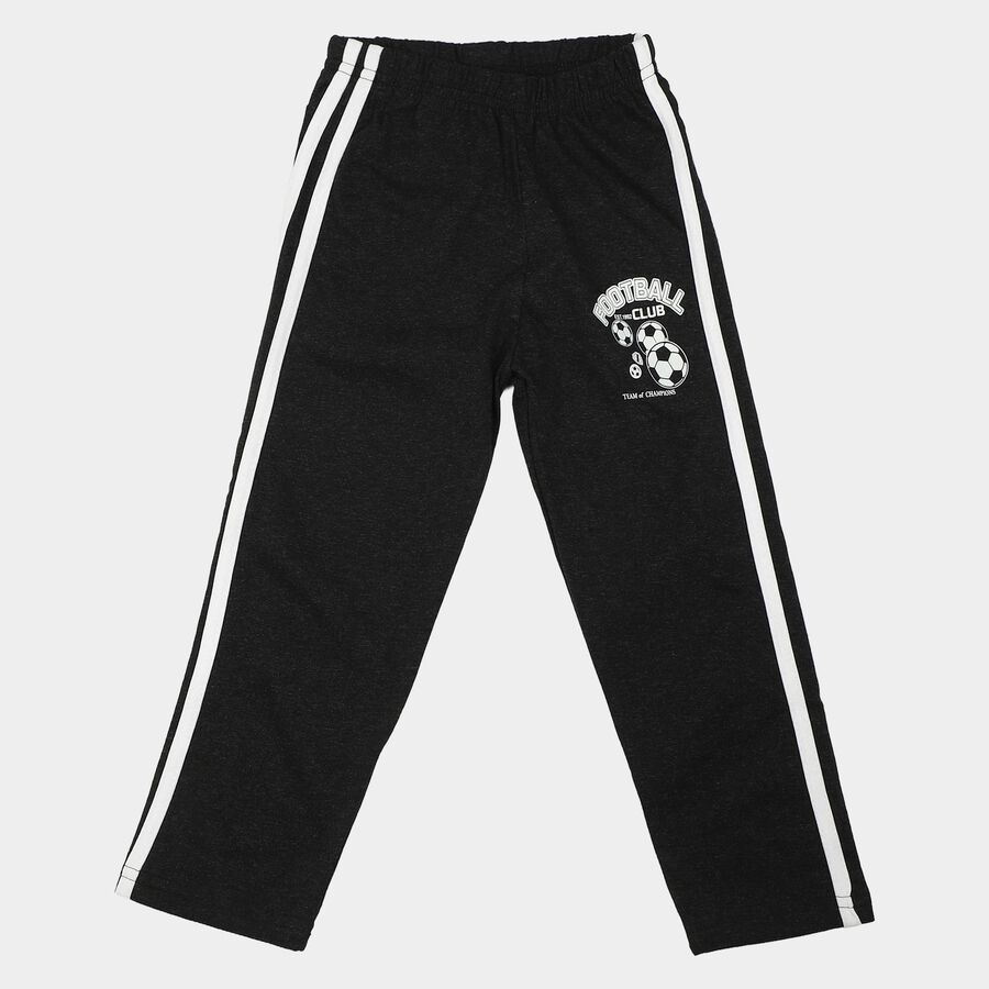 Boys Black Straight Fit Football Print Pyjama, Black, large