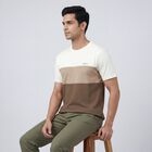 Men's Brown Cotton Round Neck Casual T-Shirt, भूरा, small
