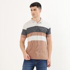 Men's 100% Cotton Collared Half Sleeves T-Shirt, Beige, small image number null