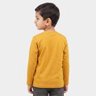 Boys Yellow Cotton Blend Round Neck Regular T-Shirt, पीला, small