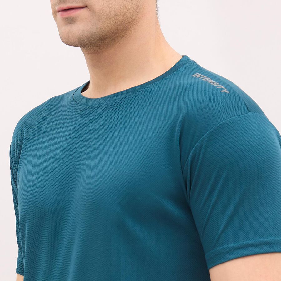 Men's Teal Crew Neck Drifit T-Shirt, टील ब्लू, large image number null