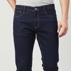 Men's Navy Blue Slim Fit Solid Jeans, Dark Blue, small