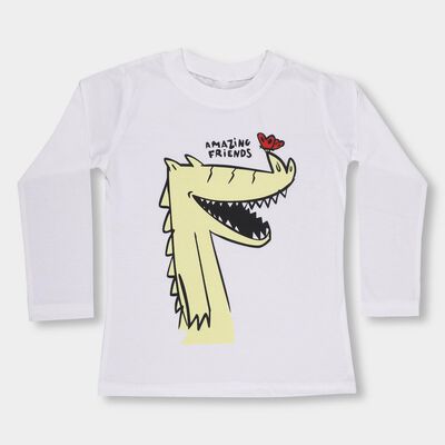 Boys Snow White Crew Neck Casual T-Shirt