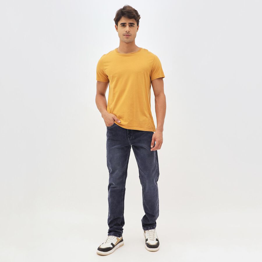 Men's Deep Charcoal Blue Regular Fit Faded Jeans, गहरा ग्रे, large image number null