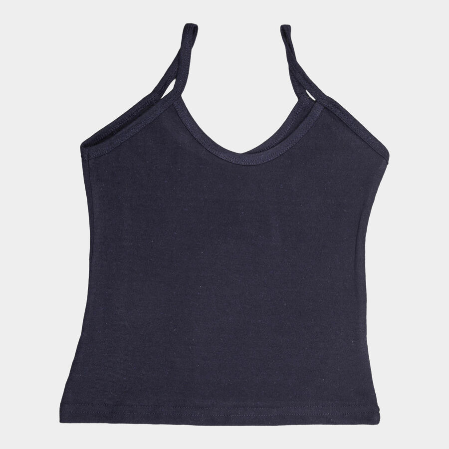 Girls Cotton Solid Vest, Navy Blue, large image number null