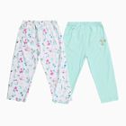 Infants White and Mint Green Cotton Printed Pyjama Set, हल्का हरा, small image number null