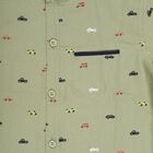 Infants' Muted Olive Green Cotton Mandarin Collar Casual Shirt, Olive, small