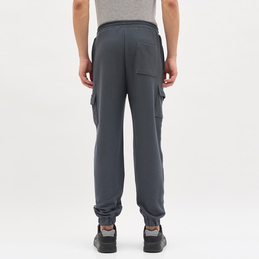 Men's Charcoal Grey Regular Fit Cargo Jogger, मध्यम नीला, large image number null