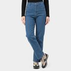 Women's Blue Straight Fit High-Rise Jeans, Mid Blue, small