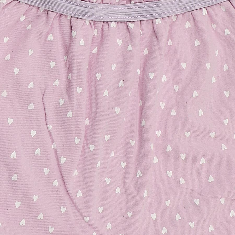 Girls' Lilac Regular Fit Heart Print Ruffle Bloomer, लाइलेक, large