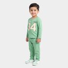 Boys Mint Green Round Neck Graphic Print Baba Suit, हल्का हरा, small